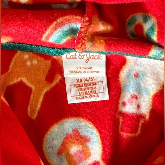 New Christmas  Sleepwear Pajama Zip Up One Piece size XS 4/5 - Picture 5 of 6